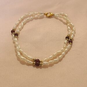 Fresh Water Seed Pearl Purple Bead Double Strand Bracelet Beachcore Coastal